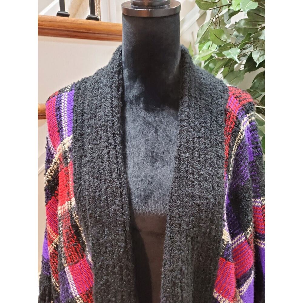 Lauren Ralph Lauren Women's Multi Plaid Acrylic Open Front Cardigan Sweater Sz L - Picture 2 of 15